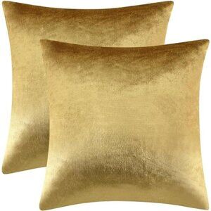 Gold Velvet Decorative Throw Pillow Covers,18x18 Pillow Covers for Couch Sofa